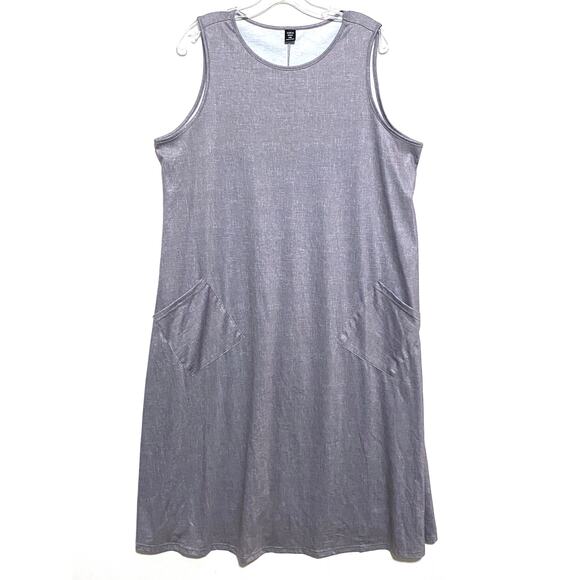 SHEIN Dresses & Skirts - Shein Curve Gray Sleeveless Tank Top Dress Womens 1XL Pockets Casual Summer